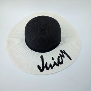 Juicy Couture 100% Paper Beach Pool Cruise Straw Hat Black White Charm One Size
